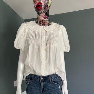 Woman’s, short sleeve, white, Peter Pan collar, size L, blouse